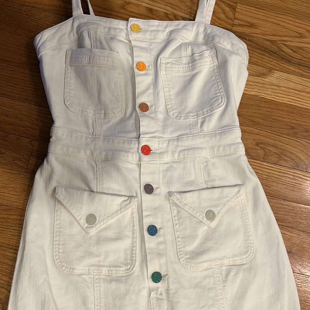 Mother sexy cute white jean dress like new.